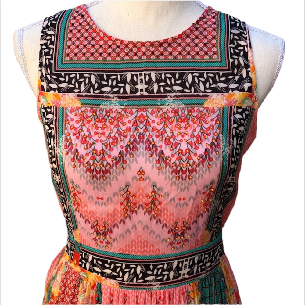 Anthropologie Bhanuni By Jyoti Maxi Dress Dreamy Pink & Green NWT Women’s Size 4 - Picture 7 of 15